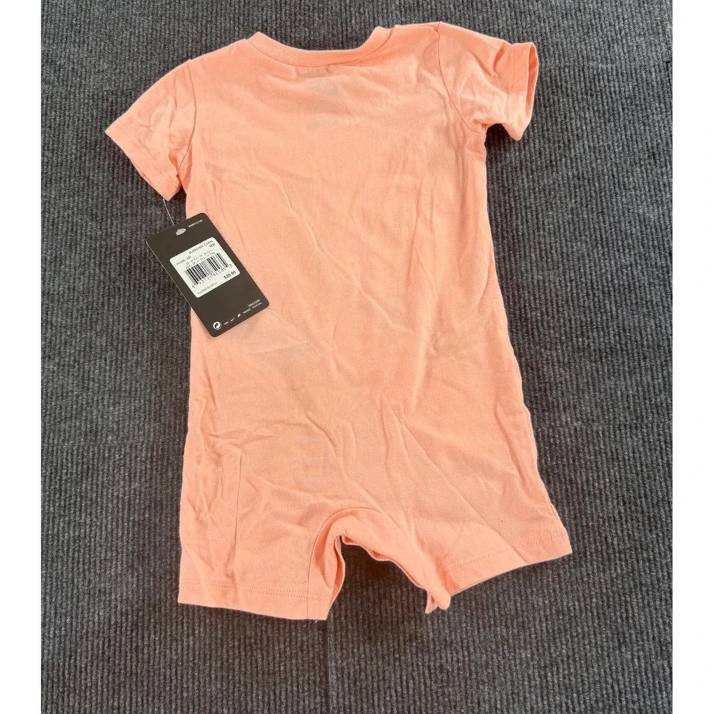 Nike Infant Futura Logo Romper Bleached Coral Pink 12M 56G385-A68 NWT